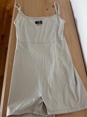 White Fox Boutique gray Spaghetti Strap Jumpsuit Romper